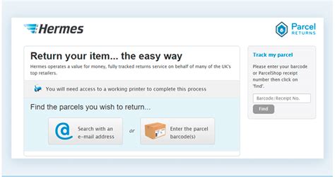 my hermes parcel return tracking